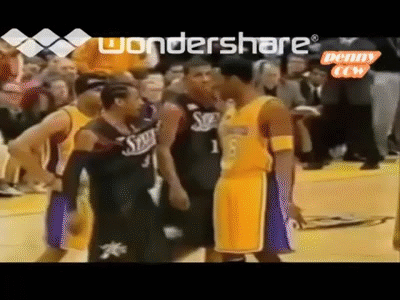 Allen Iverson and Kobe Bryant fight during 2001 NBA Finals