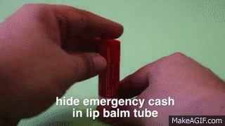 Safety cash in a lip balm
