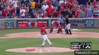 MLB GIFs 2015 Max Scherzer hits Jose Tabata and ends perfect game with one strike remaining